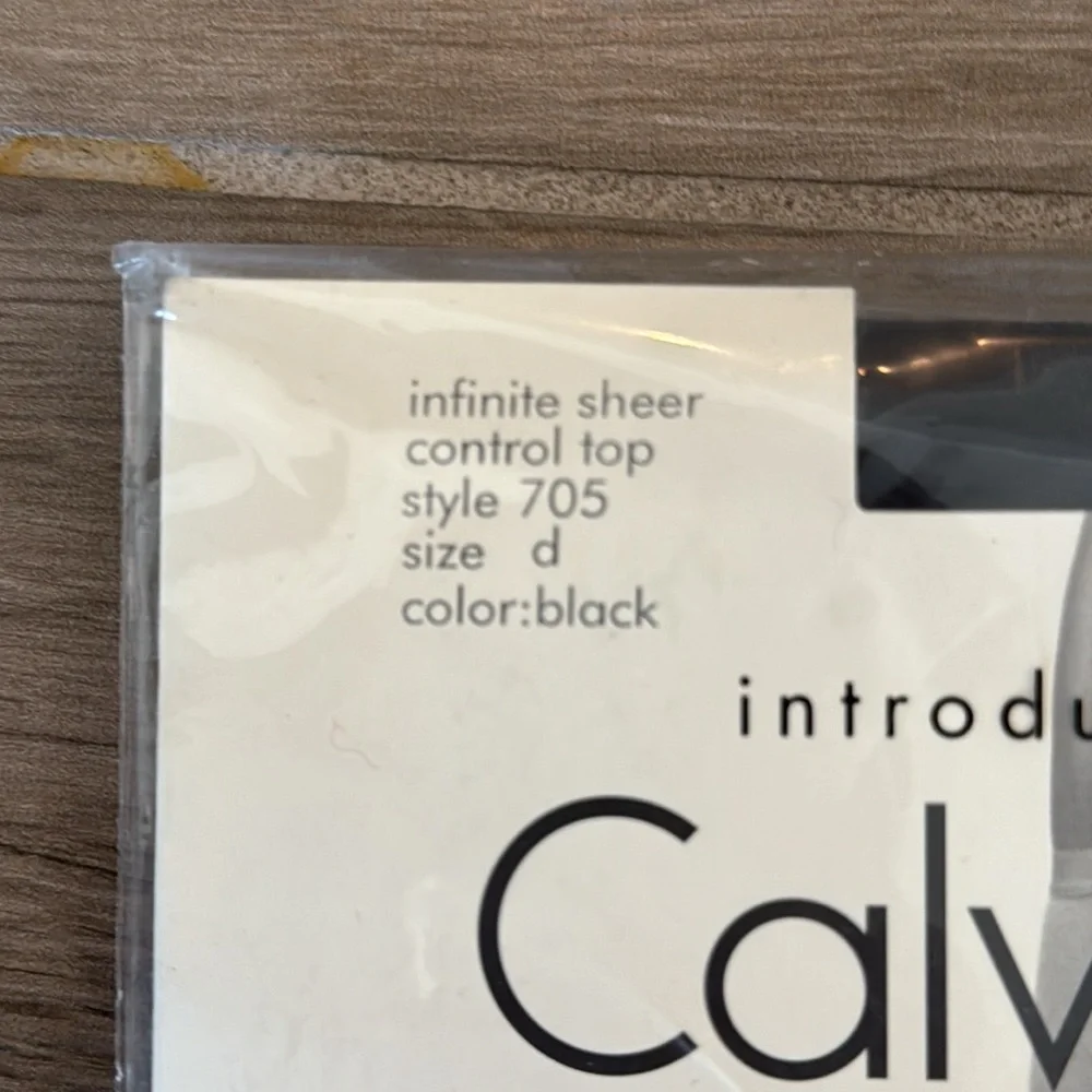 NWT Vintage Calvin Klein Infinite Sheer Control Top D Black pantyhose